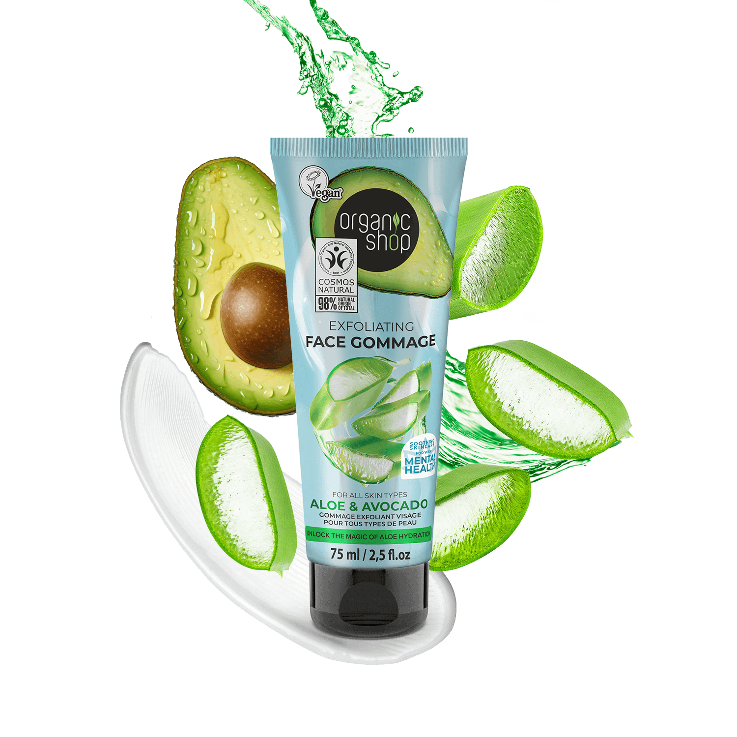 Exfoliating Face Gommage For All Skin Types Avocado & Aloe – Organic Shop