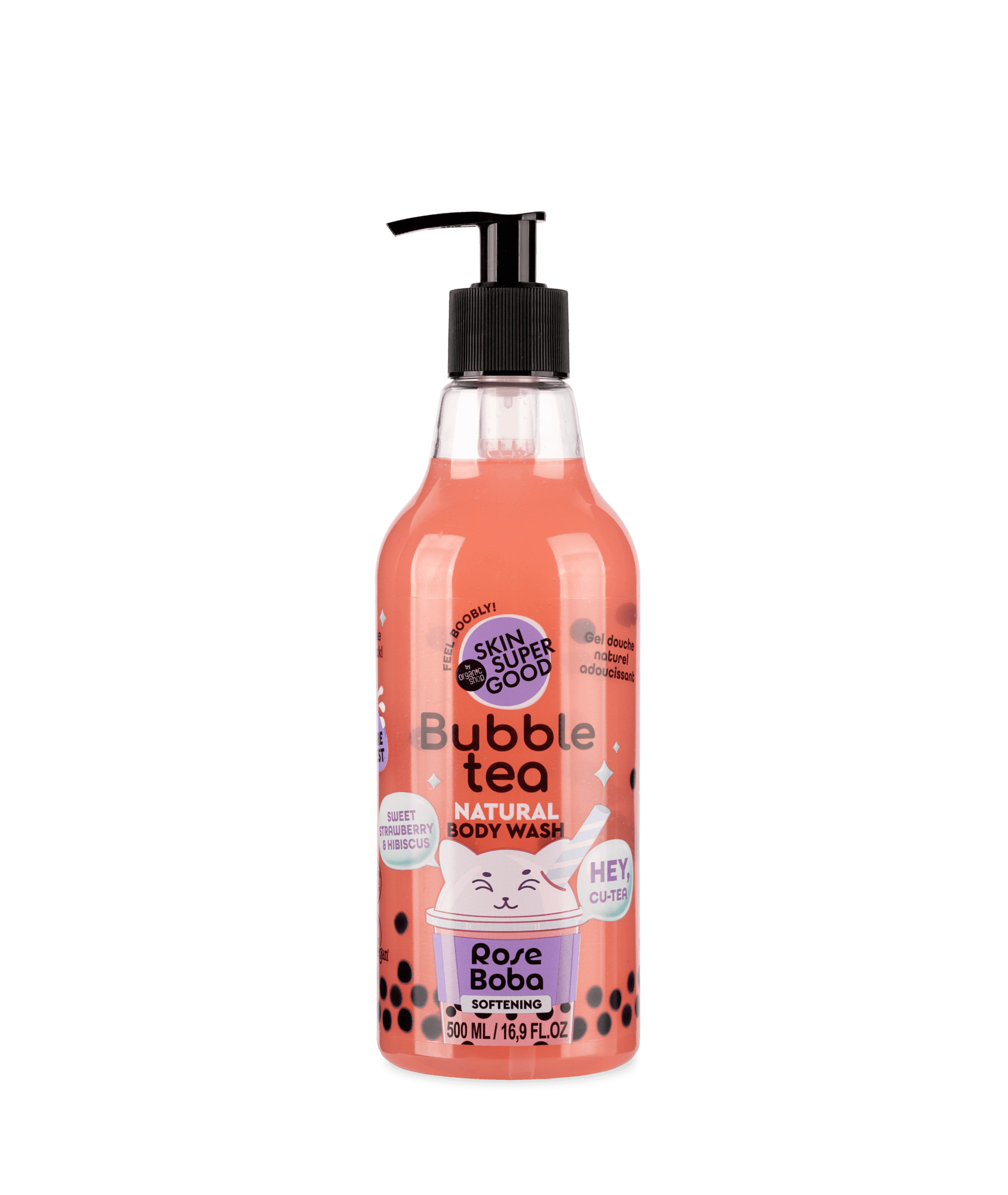 Rose Boba Softening Body Wash. Strawberry & Hibiscus