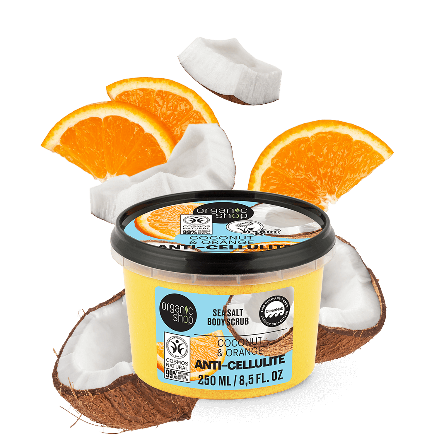 Anti-Cellulite Sea Salt Body Scrub. Coconut & Orange