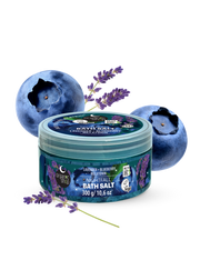 A container of lavender blueberry melatonin bath salt on a white background