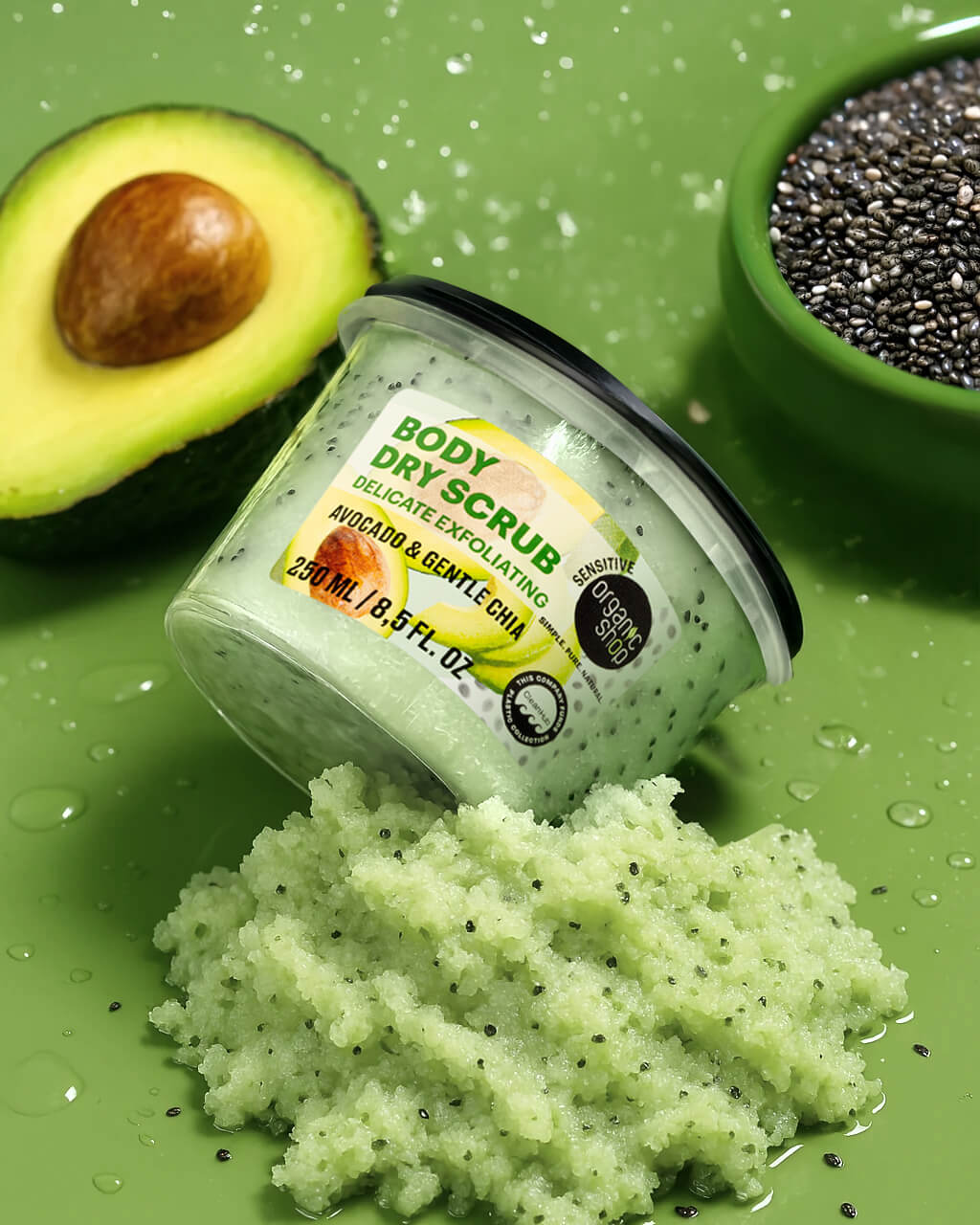 Body Dry Scrub Delicate Exfoliating Avocado & Gentle Chia