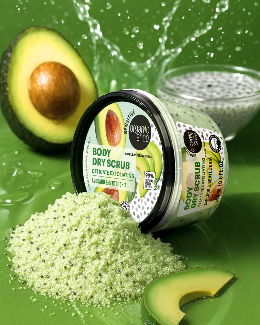 Body Dry Scrub Delicate Exfoliating Avocado & Gentle Chia