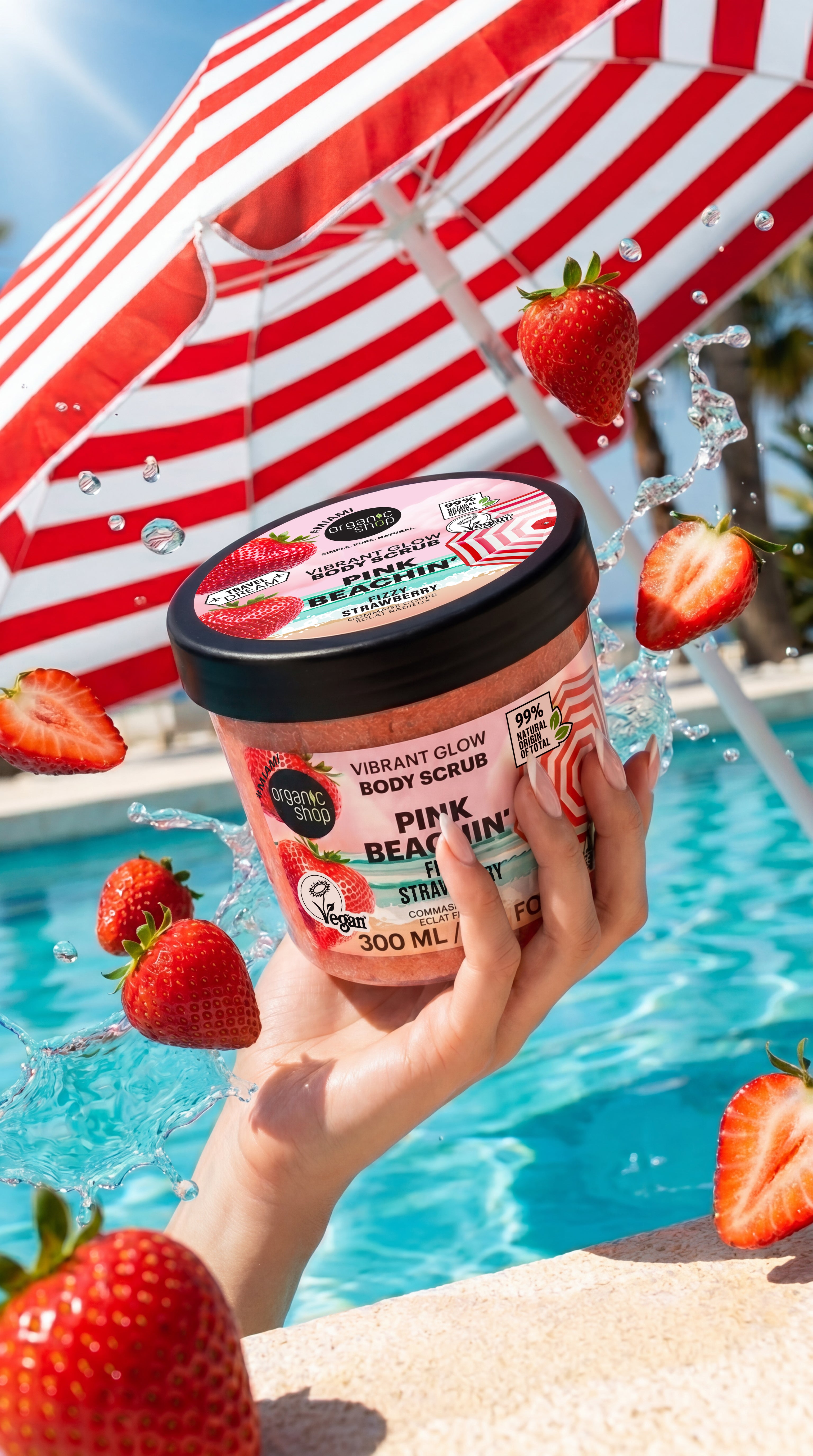 Pink Beachin' Body Scrub Vibrant Glow. Strawberry