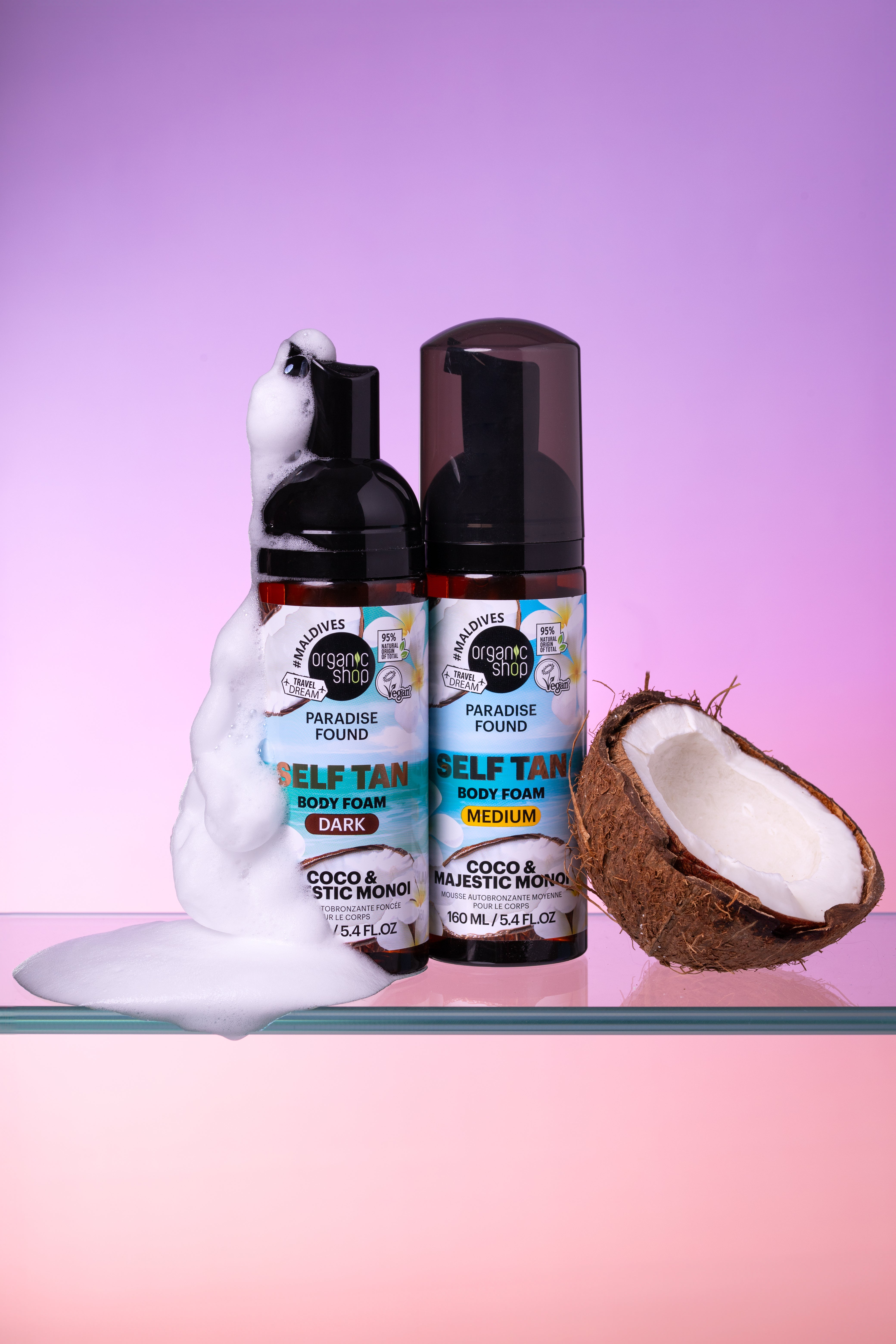 Self Tan Body Foam Dark. Coco & Majestic Monoi