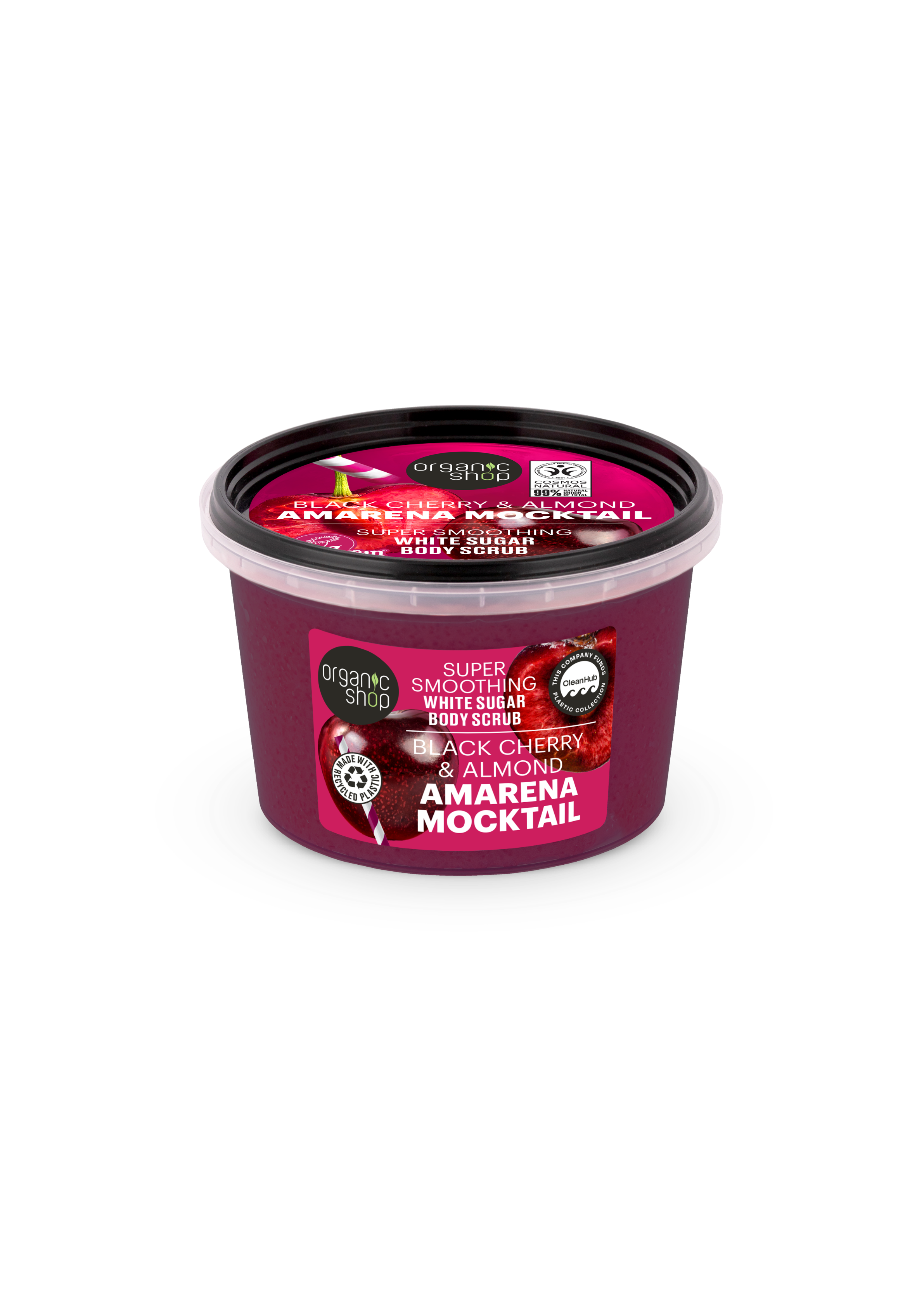 A box of Amarena Mocktail inspired scrub with black cherry and almond flavour