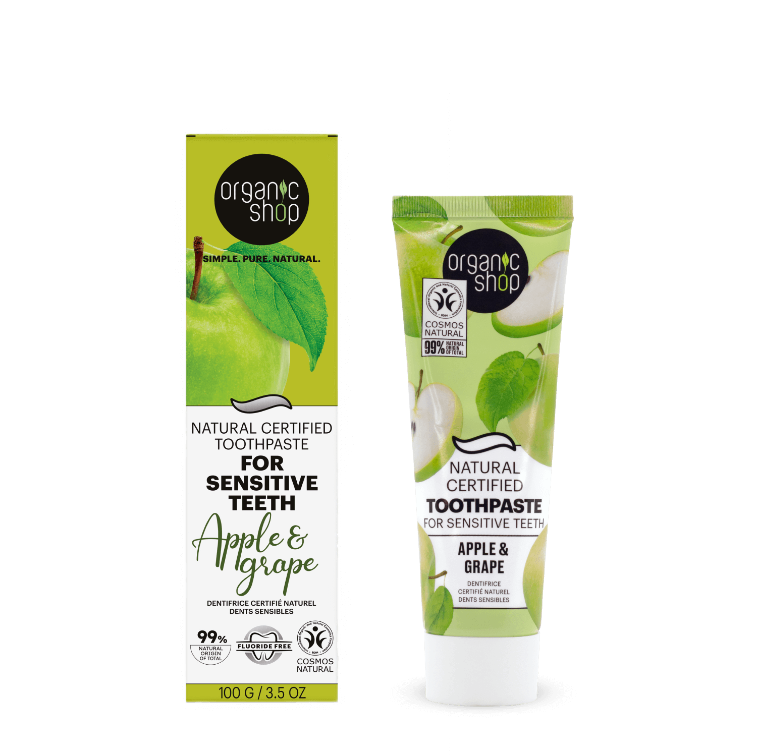 Apple & Grape. Natural Certified Toothpaste For Sensitive Teeth