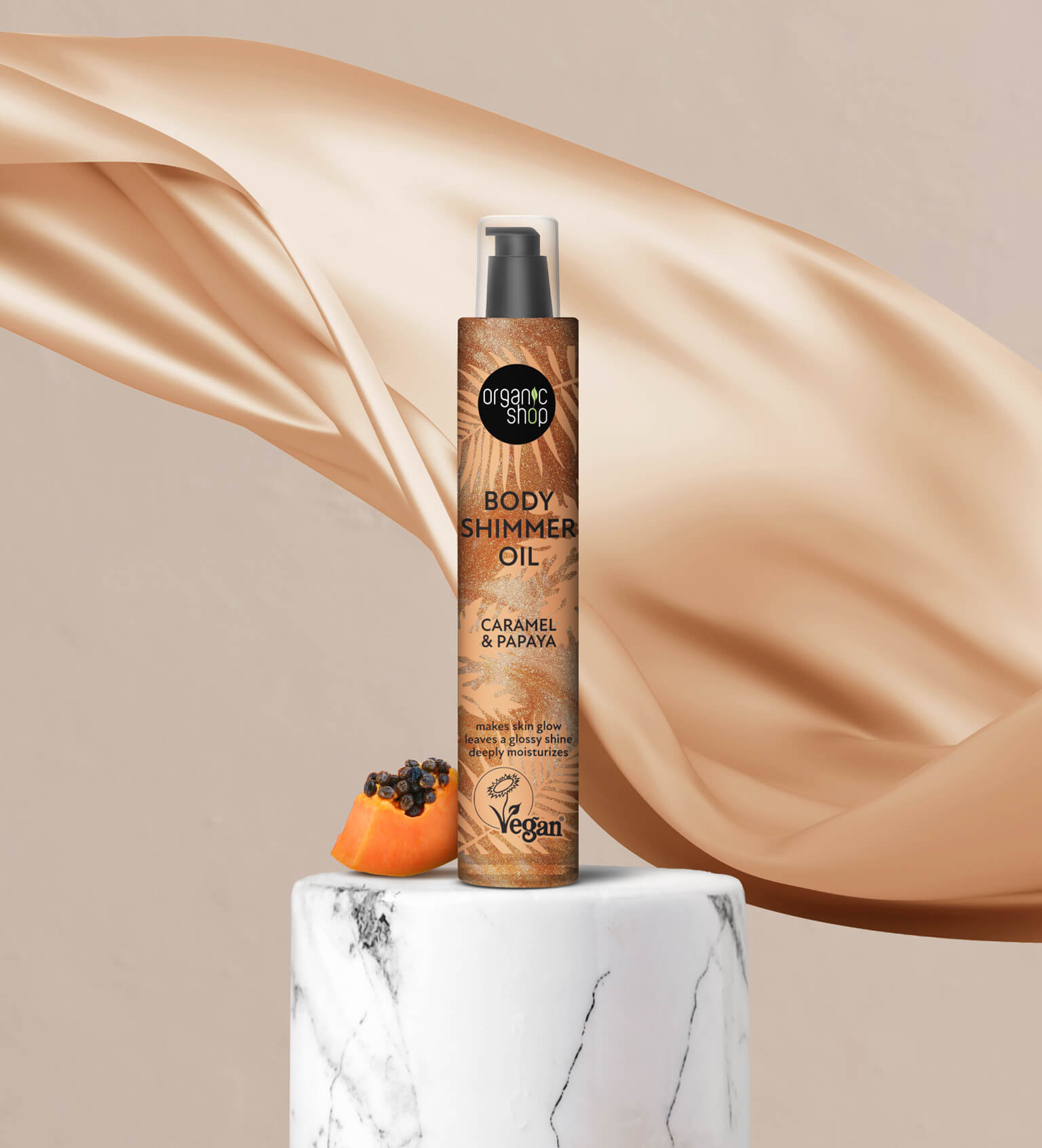Body Shimmer Oil. Caramel & Papaya