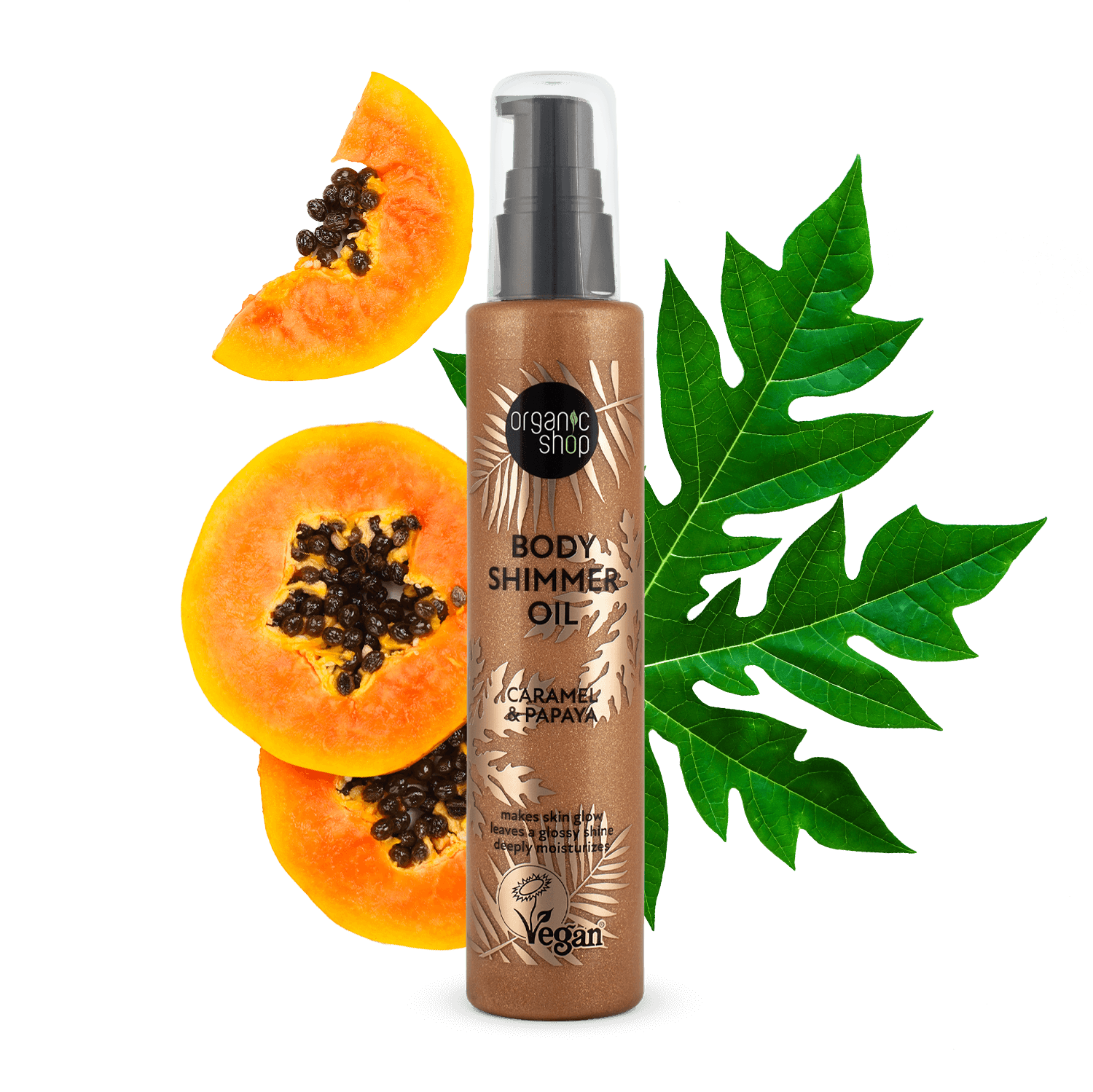 Body Shimmer Oil. Caramel & Papaya