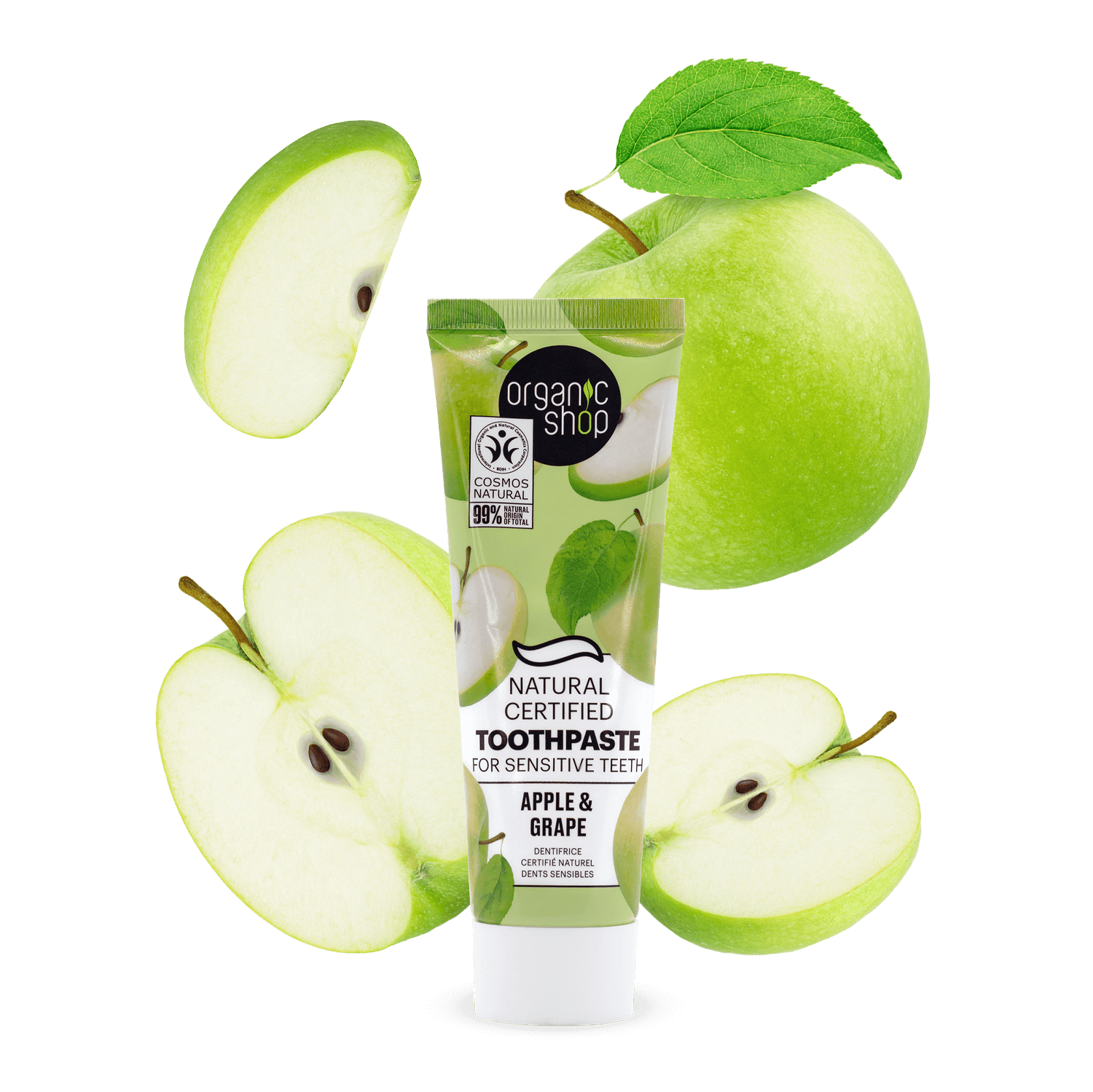 Apple & Grape. Natural Certified Toothpaste For Sensitive Teeth