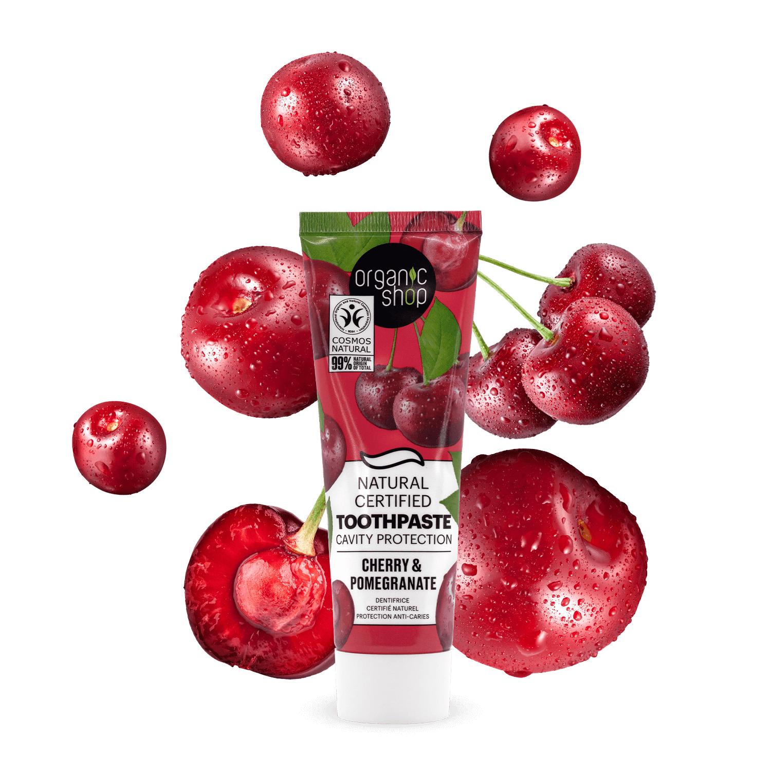 Cherry & Pomegranate. Natural Certified Toothpaste Cavity Protection