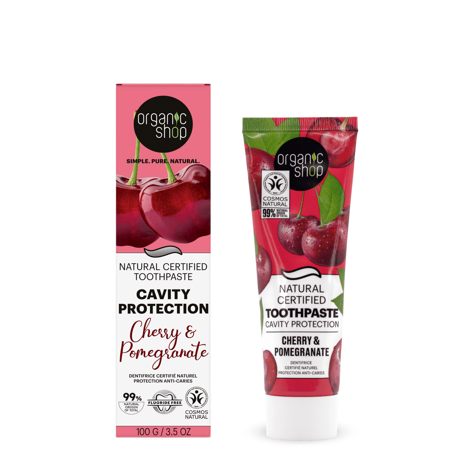Cherry & Pomegranate. Natural Certified Toothpaste Cavity Protection