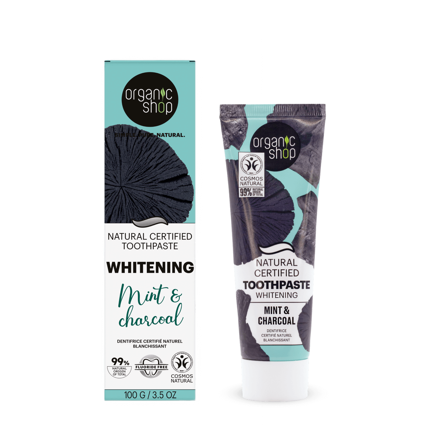 Charcoal & Mint. Natural Certified Toothpaste Whitening
