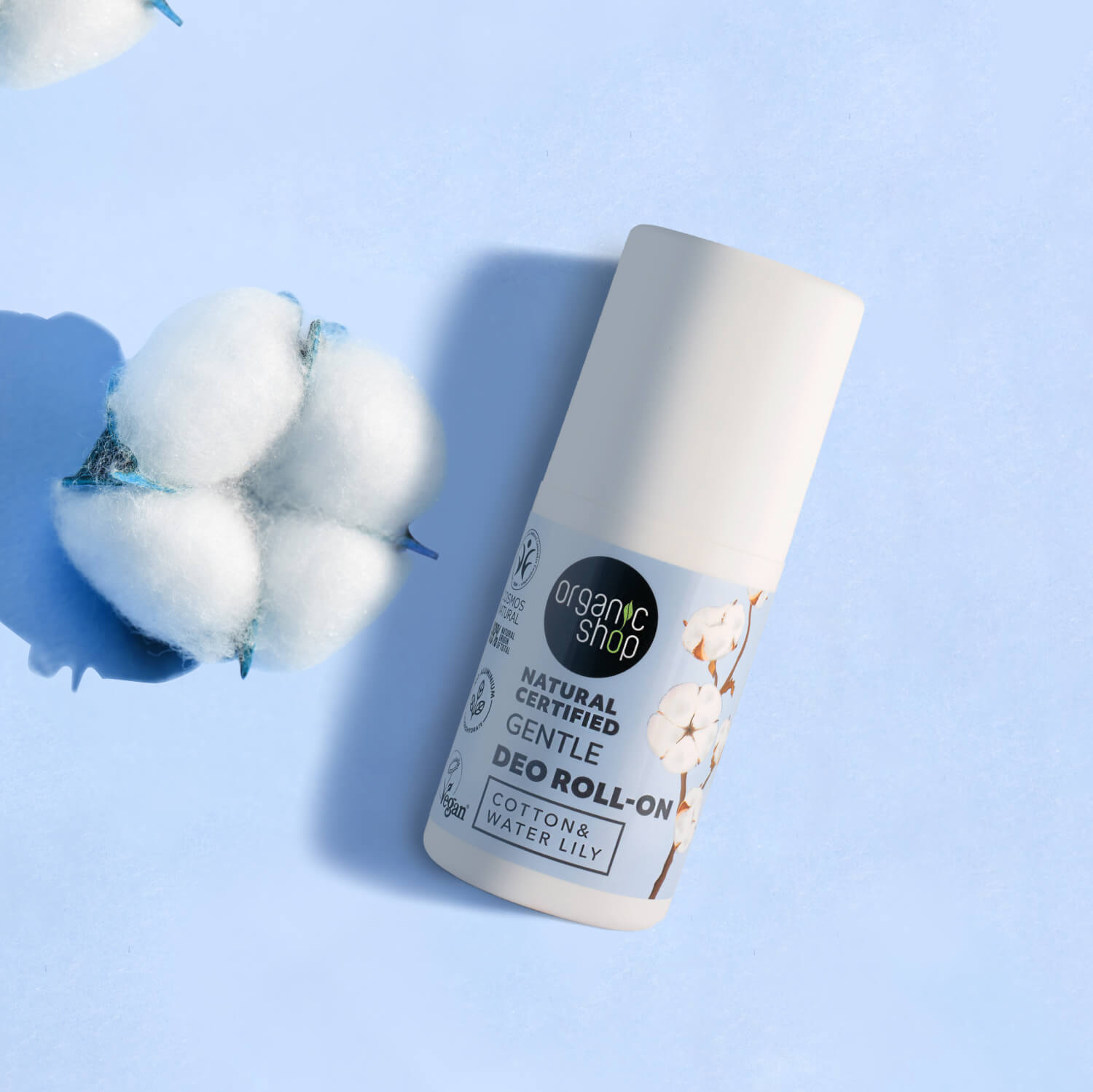 Natural Certified Gentle Deo Roll-On. Cotton & Water Lily