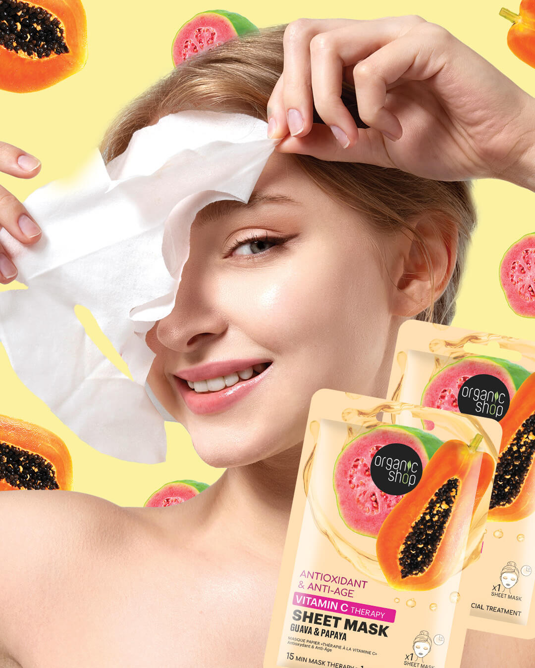 Vitamin C Therapy Sheet Mask. Guava & Papaya