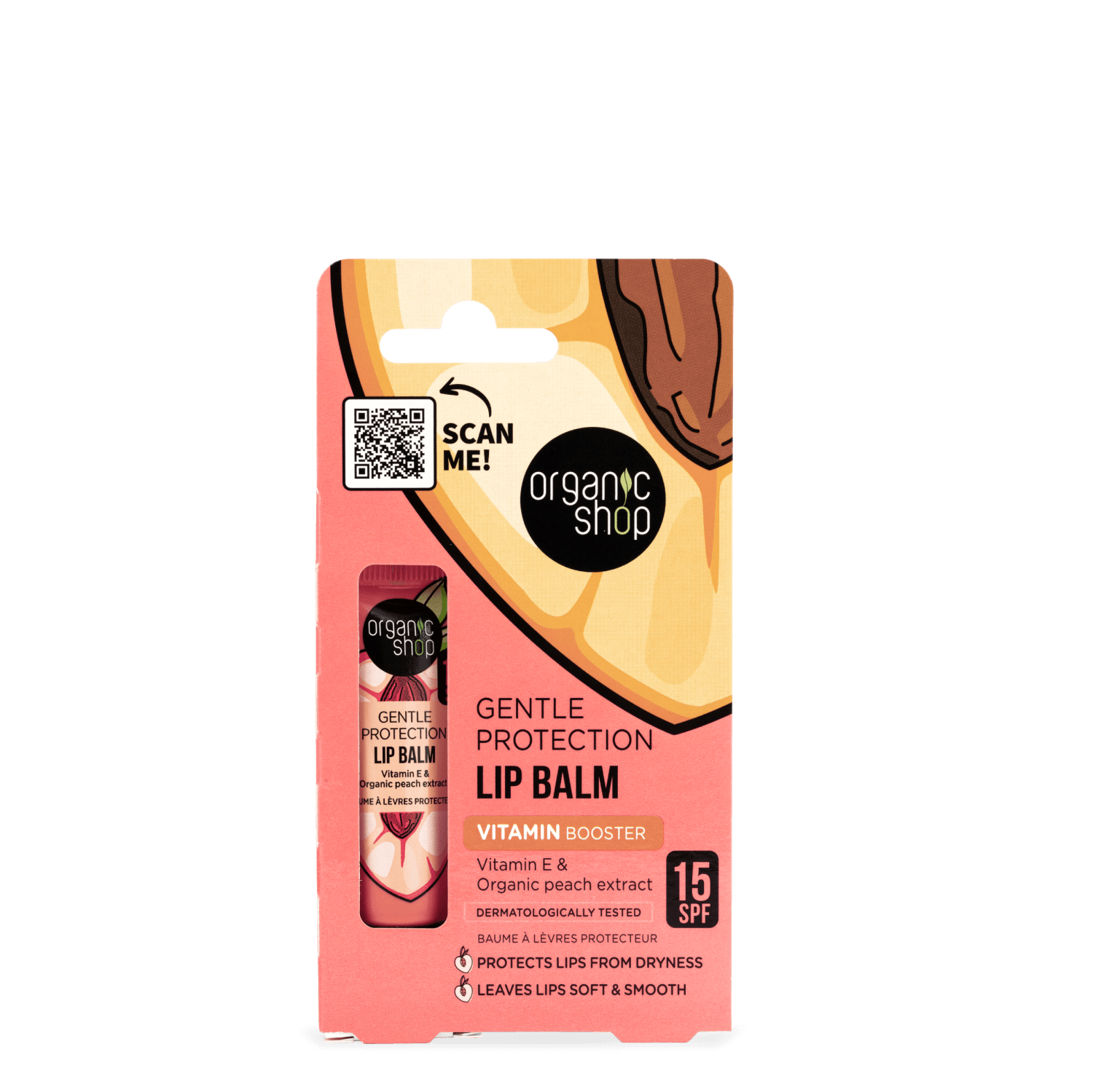 Gentle Protection Lip Balm with SPF. Vitamin E & Peach Extract