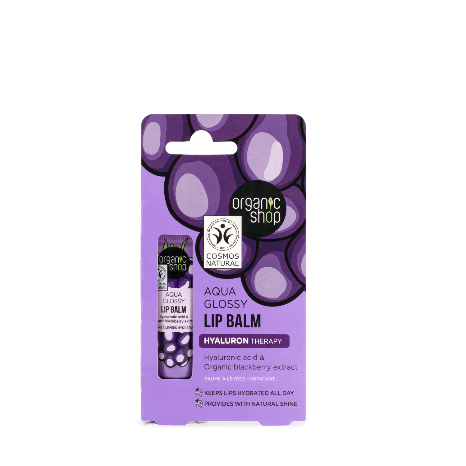 Aqua Glossy Lip Balm. Hyaluronic Acid & Blackberry Extract