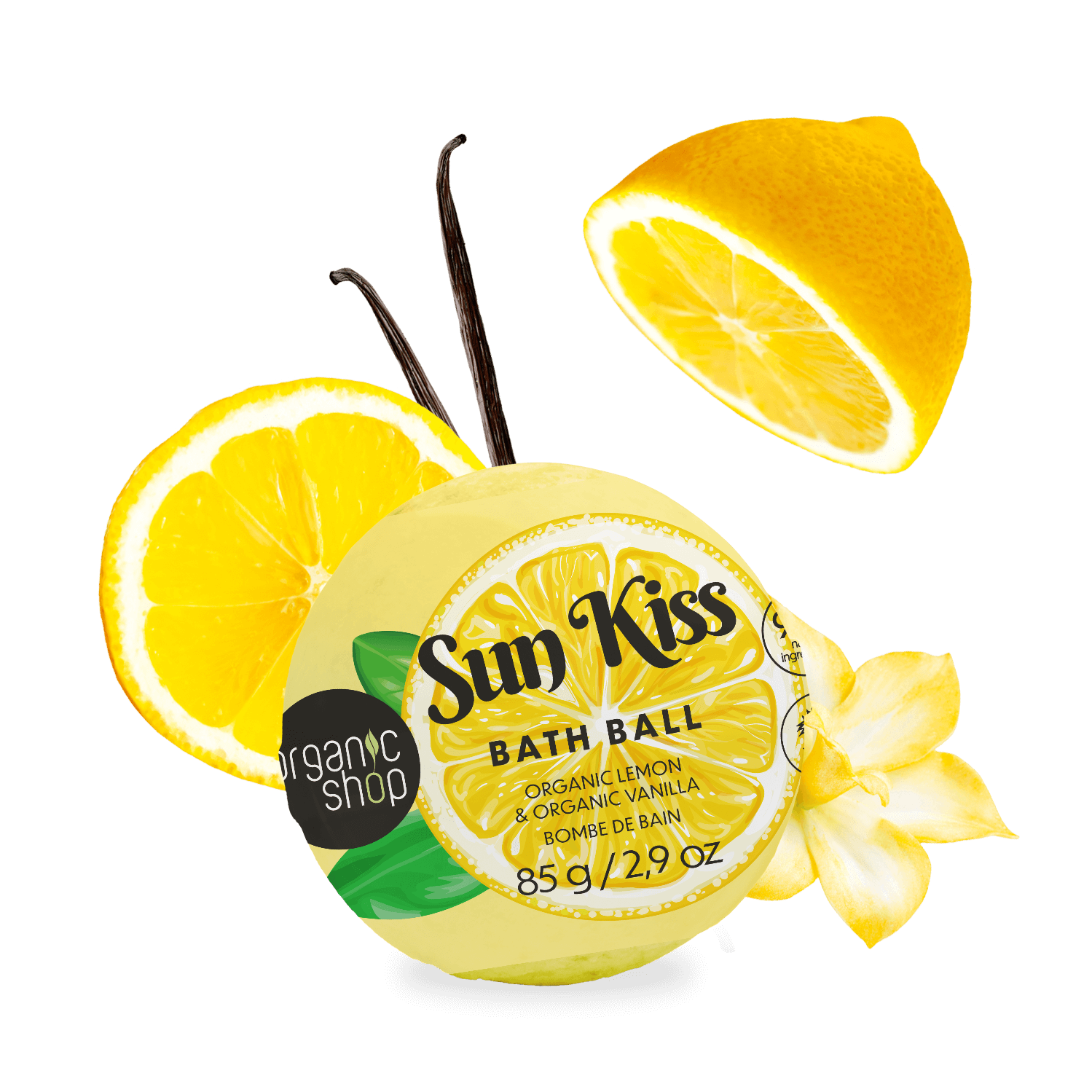 Sun Kiss Organic Lemon & Organic Vanilla Bath Bomb