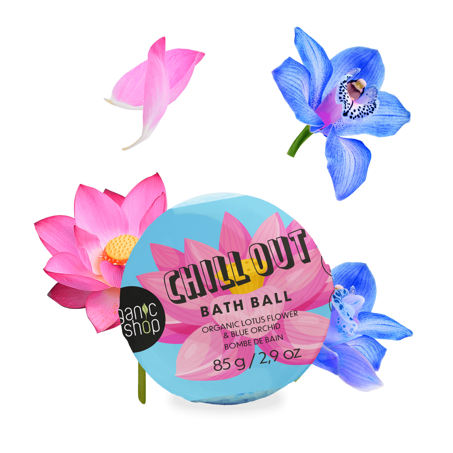 Chill Out Organic Lotus Flower & Blue Orchid Bath Ball