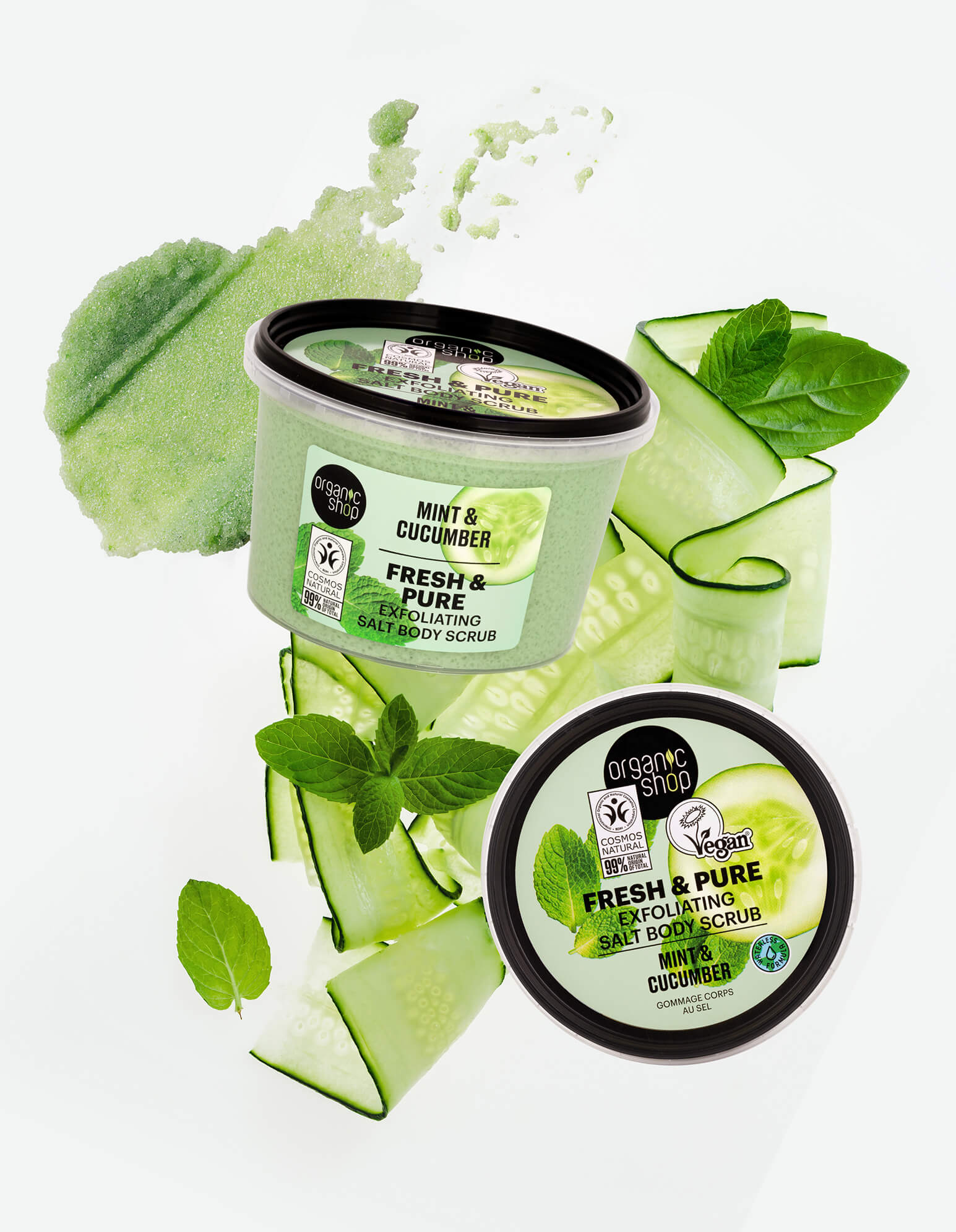 Fresh & Pure Exfoliating Salt Body Scrub. Mint & Cucumber