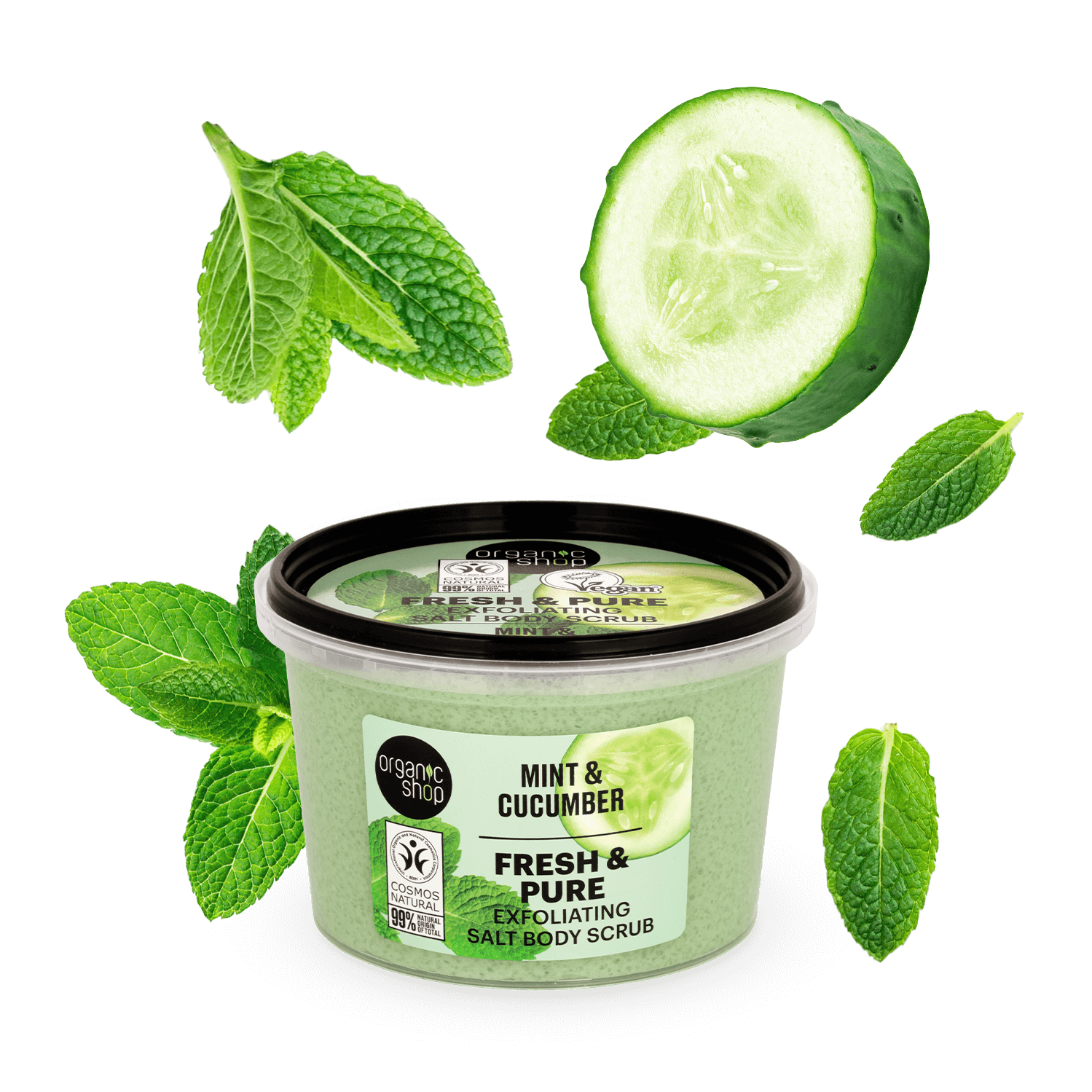 Fresh & Pure Exfoliating Salt Body Scrub. Mint & Cucumber