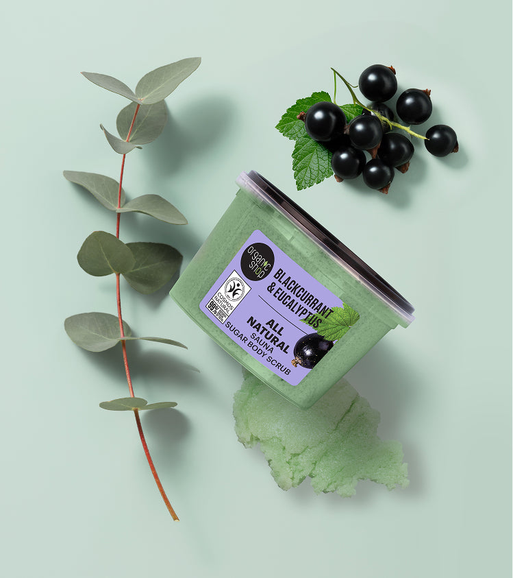All Natural Sauna Sugar Body Scrub. Blackcurrant & Eucalyptus