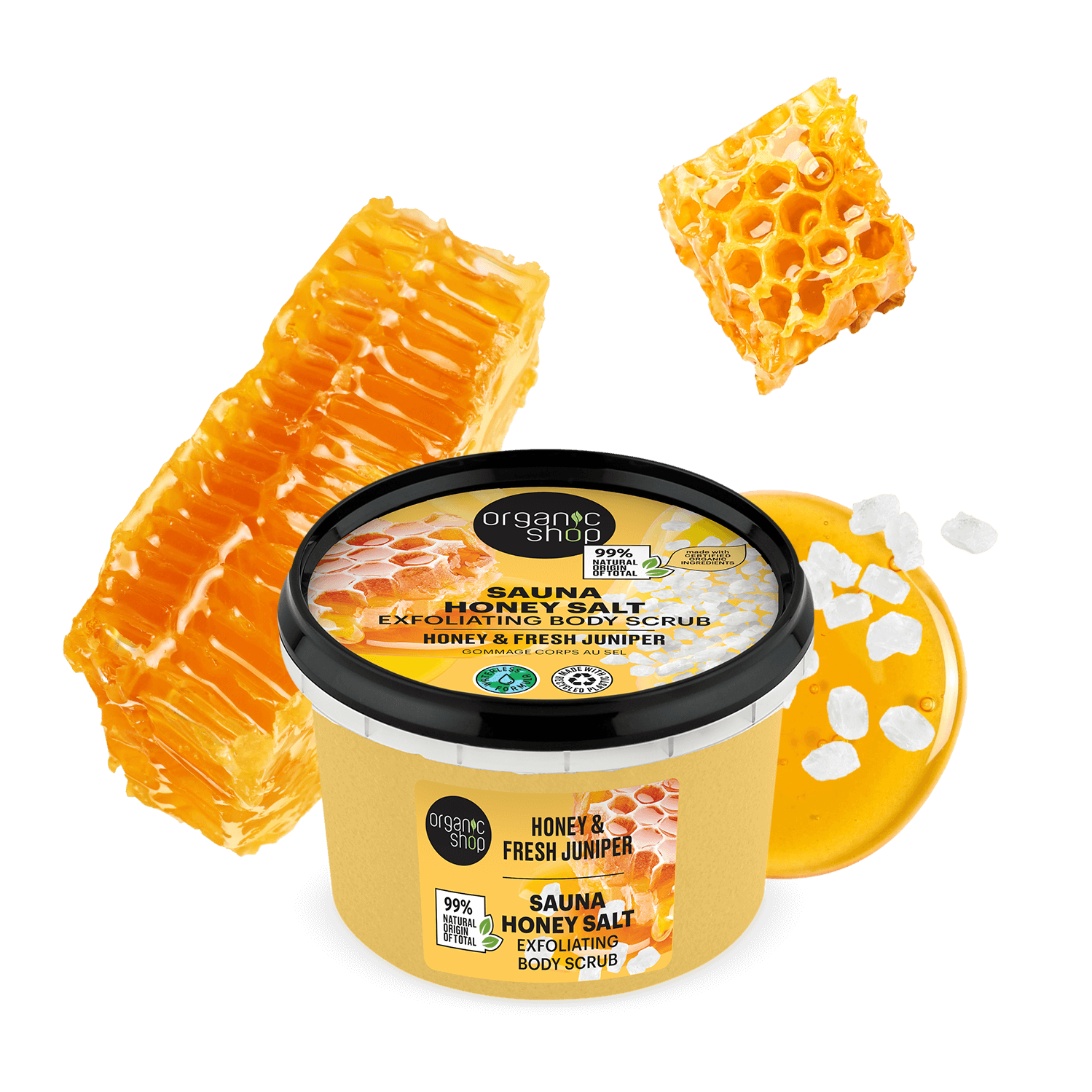 Sauna Honey Salt. Exfoliating Body Scrub. Honey & Fresh Juniper