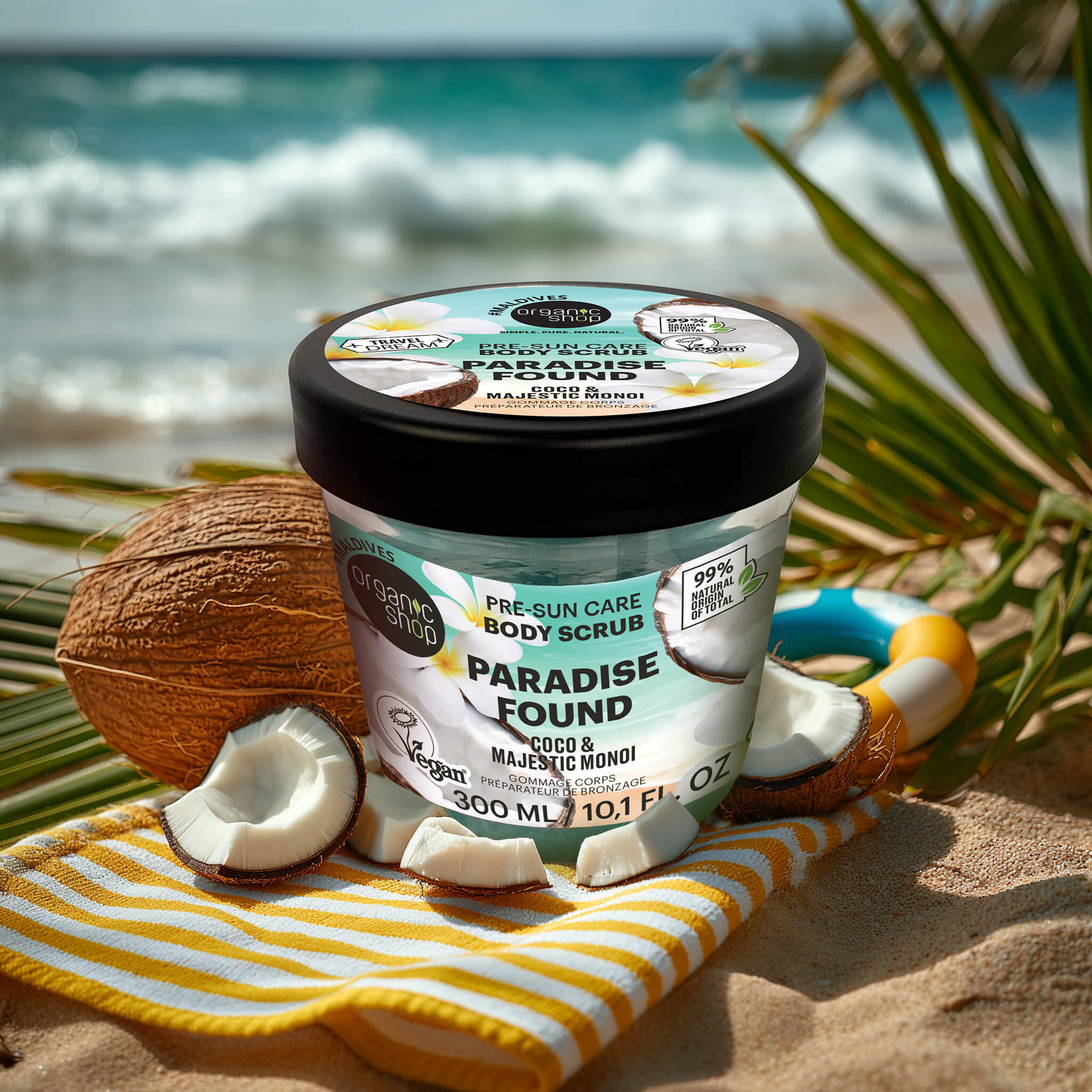 Paradise Found Body Scrub Pre-Sun Care. Coco & Majestic Monoi