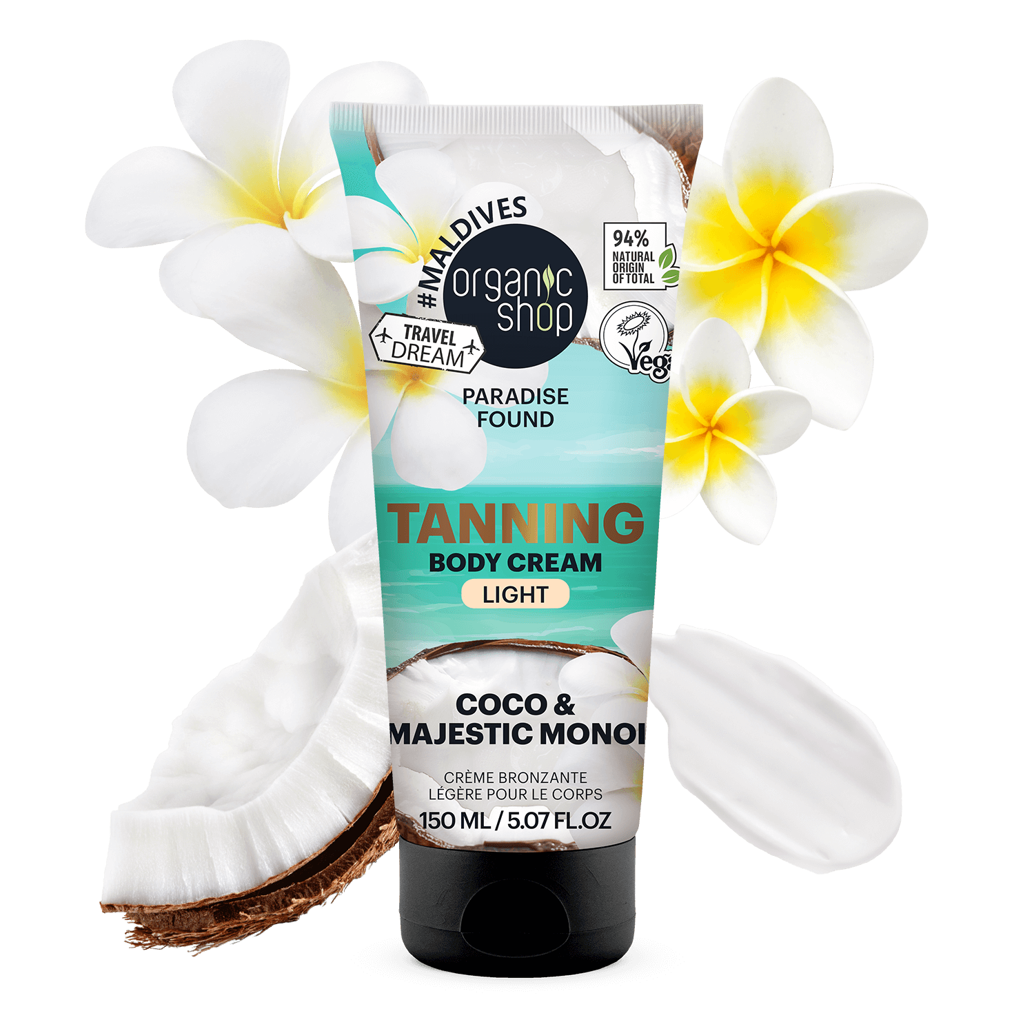 Tanning Body Cream Light. Coco & Majestic Monoi