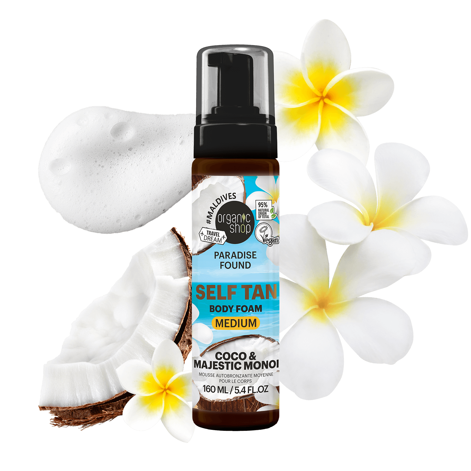Self Tan Body Foam Medium. Coco & Majestic Monoi