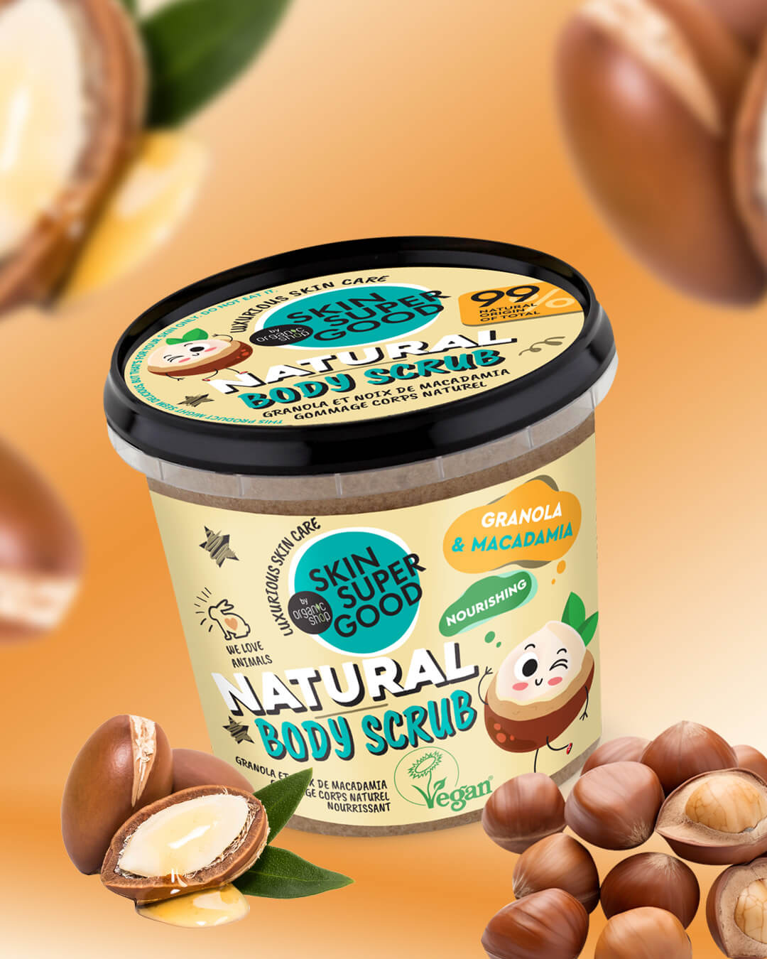 Natural Body Scrub, Granola & Macadamia Nut