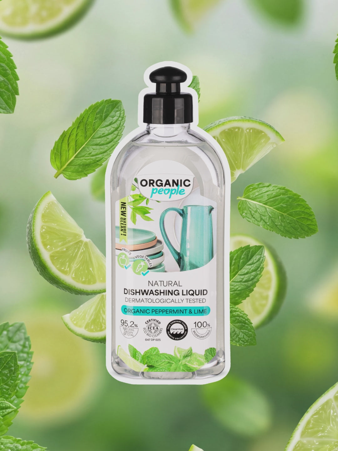 Load video: Organic People. Dishwashing Liquid Peppermint &amp; Lime