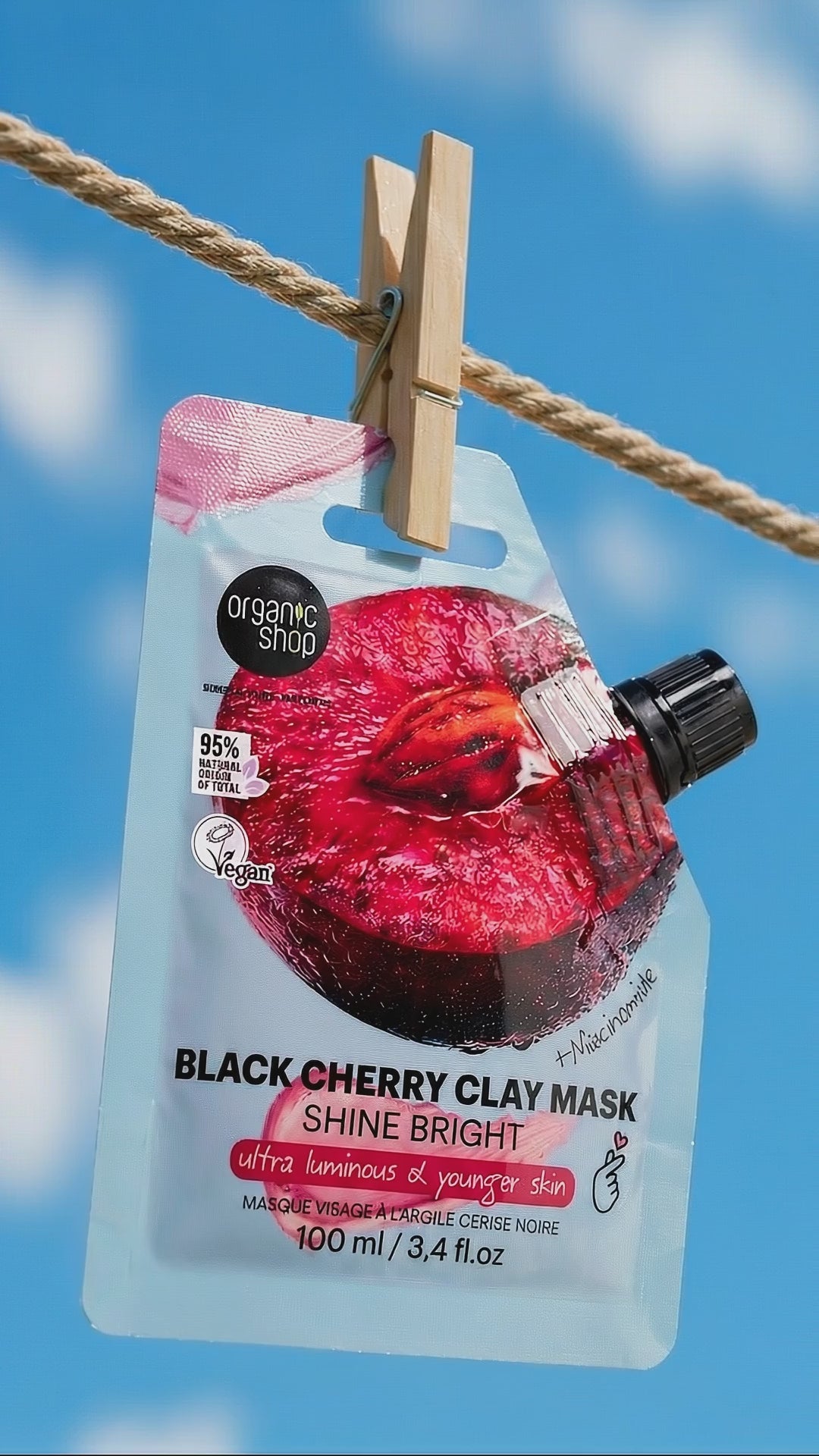 Load video: Black Cherry Clay Face Mask Shine Bright