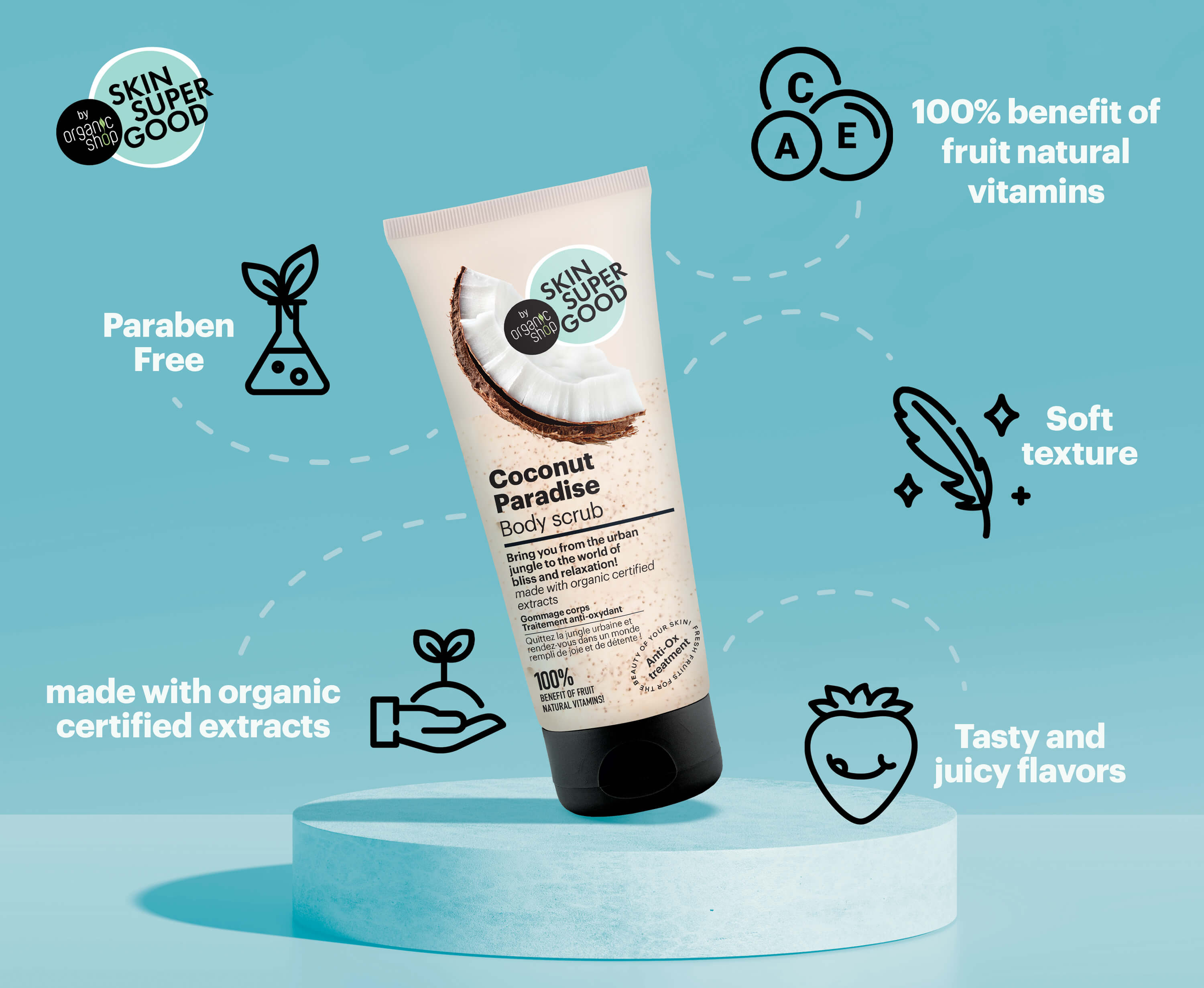 Coconut Paradise Body Scrub. Anti-Ox Treatment