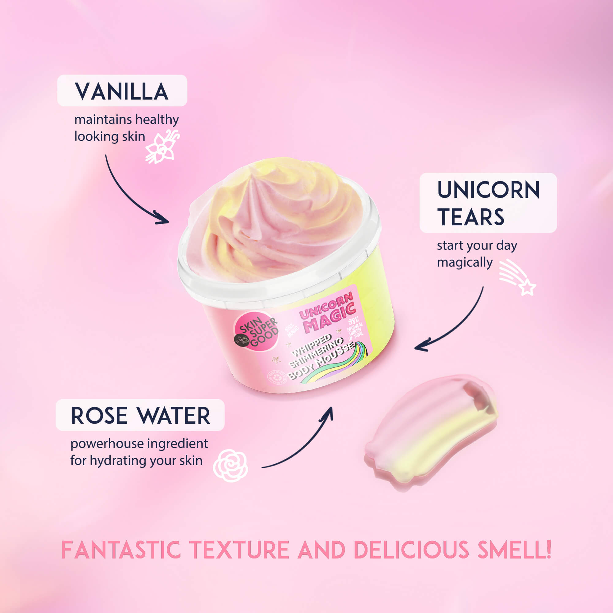 Unicorn Magic. Whipped Shimmering Body Mousse. Be Unicornious!